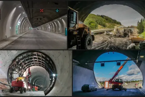 Budowa tunelu na Zakopiance: postęp prac, maszyny budowlane i gotowe odcinki.