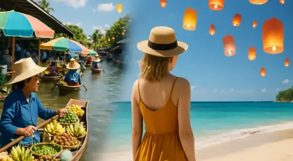 Tajlandia kiedy jechać? Pływający targ z owocami i plaża z lampionami to idealne miejsca na niezapomnianą podróż.