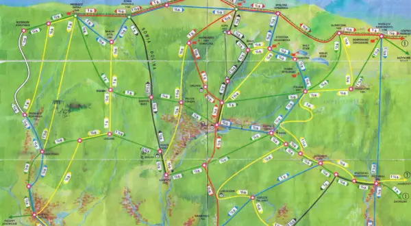 Karpacz jakie to góry? Mapa szlaków turystycznych Karkonoszy pokazuje malownicze trasy wokół Karpacza, prowadzące przez szczyty, doliny i schroniska.
