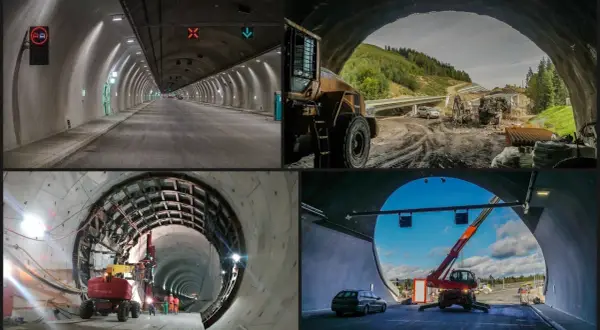 Budowa tunelu na Zakopiance: postęp prac, maszyny budowlane i gotowe odcinki.