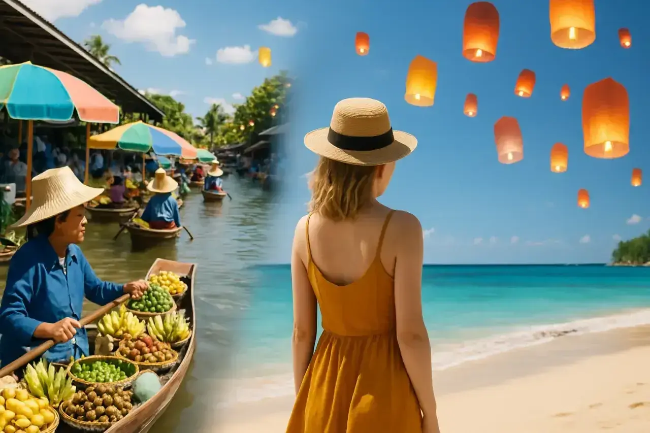 Tajlandia kiedy jechać? Pływający targ z owocami i plaża z lampionami to idealne miejsca na niezapomnianą podróż.