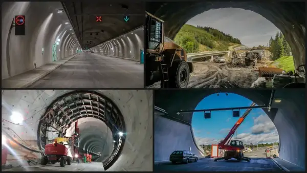 Budowa tunelu na Zakopiance: postęp prac, maszyny budowlane i gotowe odcinki.
